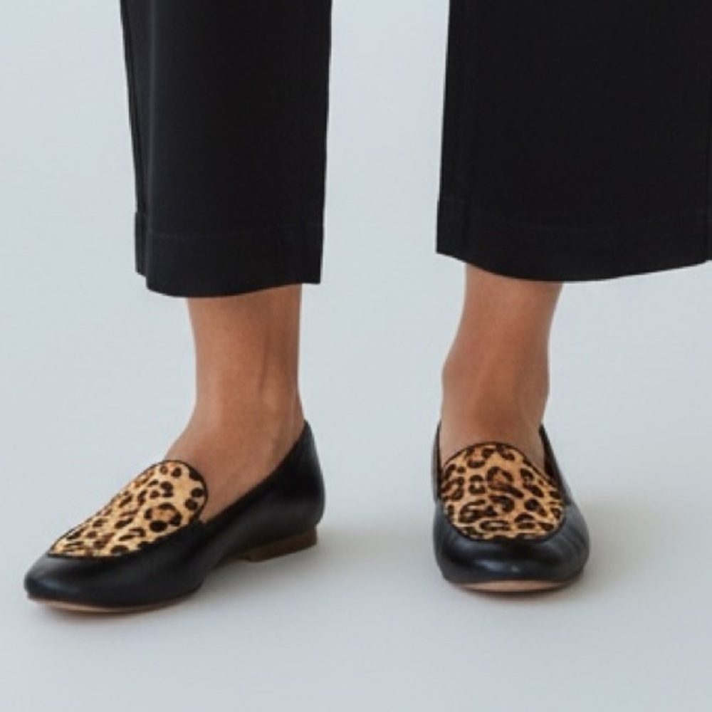 J. Crew Leopard Print Black Loafers